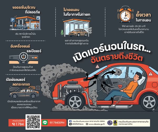 ปภ. เตือนประชาชน เปิดแอร์นอนในรถ...อันตรายถึงชีวิต