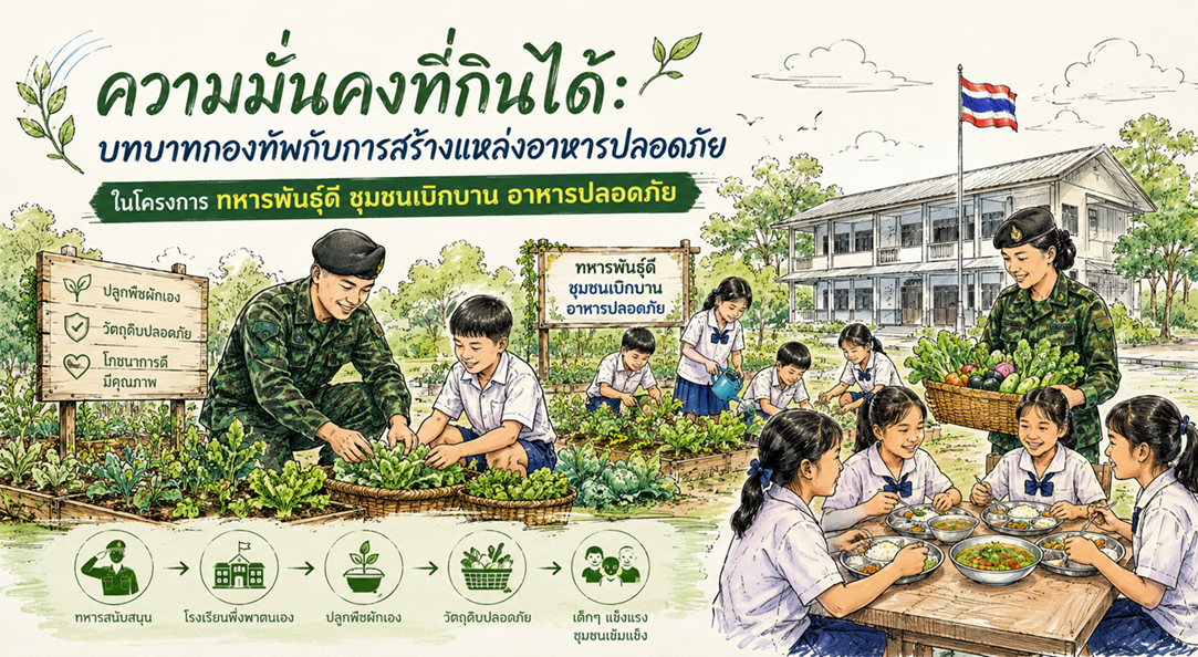 ความมั่นคงที่กินได้: บทบาทกองทัพกับการสร้างแหล่งอาหารปลอดภัยในโครงการ &ldquo;ทหารพันธุ์ดี ชุมชนเบิกบาน อาหารปลอดภัย&rdquo;