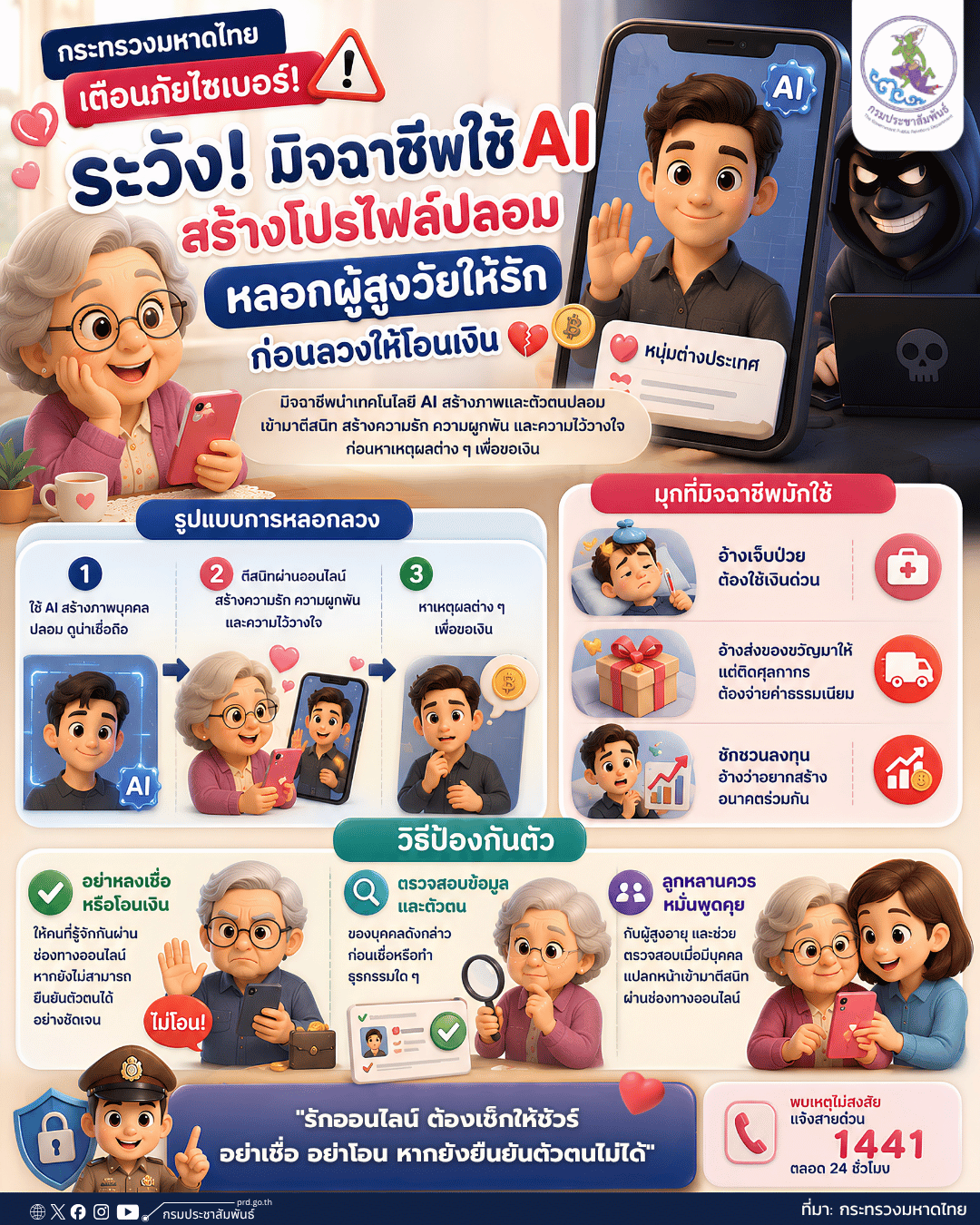 ระวัง! มิจฉาชีพใช้ AI สร้างโพรไฟล์ปลอม หลอกให้ผู้สูงวัยรัก