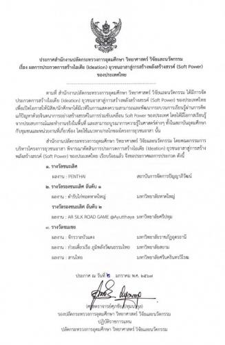  TEAM SPU โชว์พลังสร้างสรรค์ คว้ารางวัล ประกวดสร้างไอเดีย (Ideation) ยุวชนอาสาสู่การสร้างพลังสร้างสรรค์ (Soft Power) ไทย พร้อมรับงบประมาณสนับสนุน 4.5 แสน